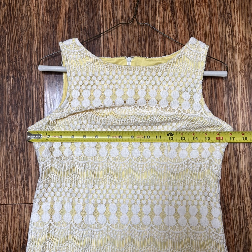 Jessica Howard yellow white lace overlay sleeveless pencil dress size 6P - Picture 12 of 16